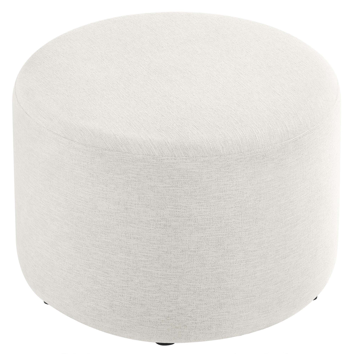 Callum Large 23" Round Woven Heathered Fabric Upholstered Ottoman - view 4