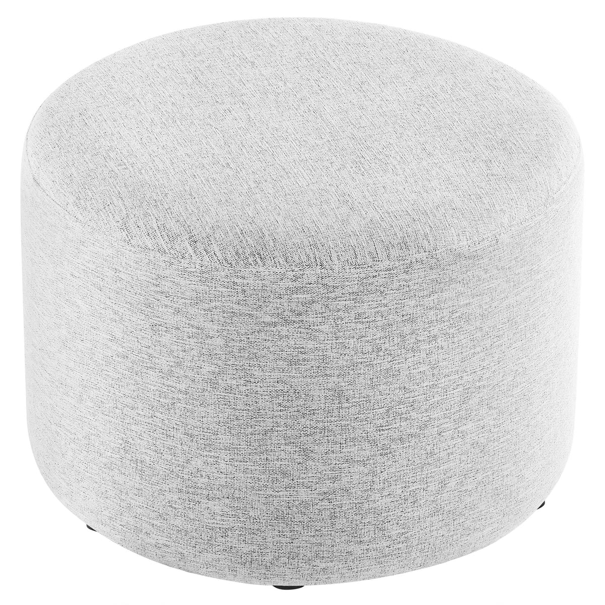 Callum Large 23" Round Woven Heathered Fabric Upholstered Ottoman - view 6