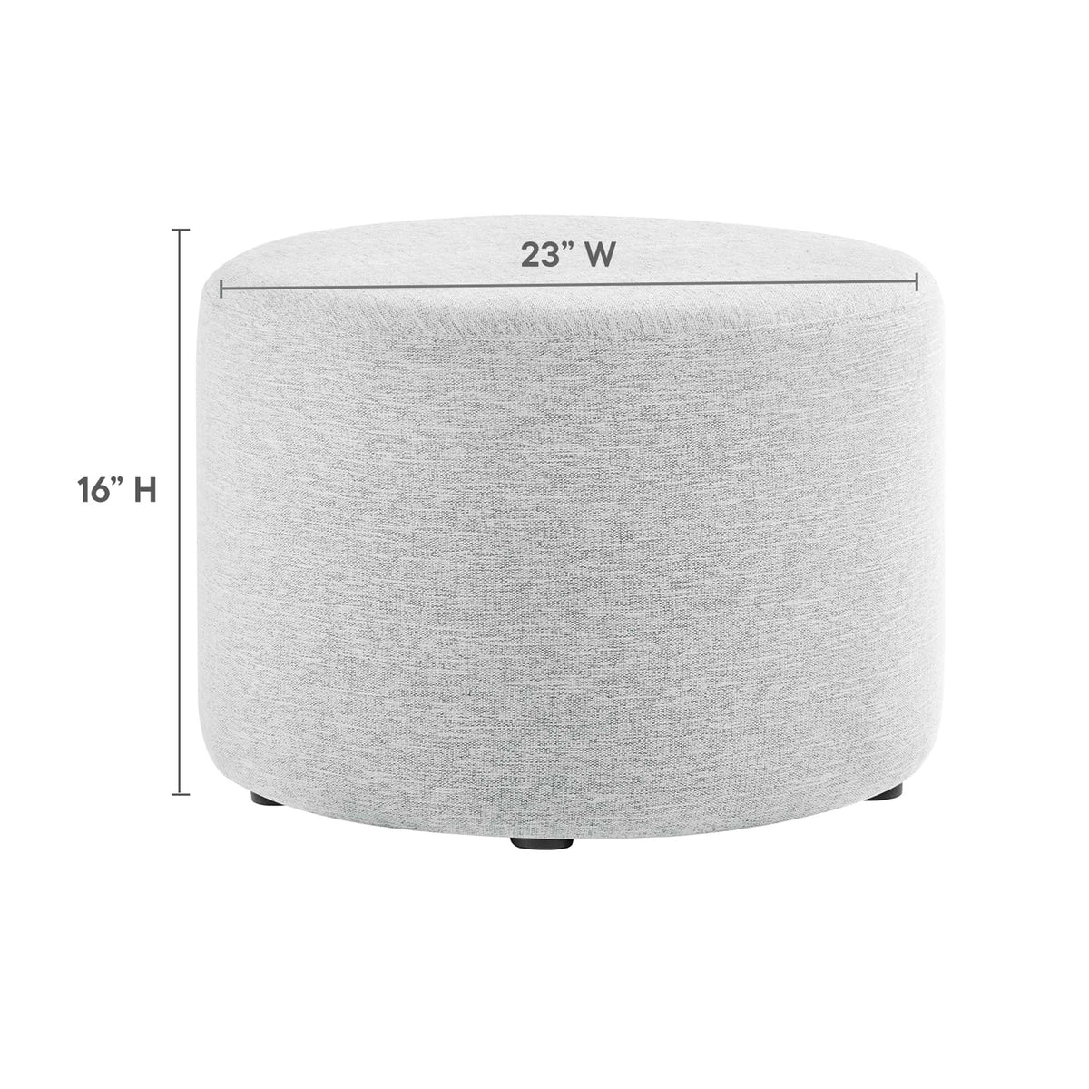 Callum Large 23" Round Woven Heathered Fabric Upholstered Ottoman - view 18