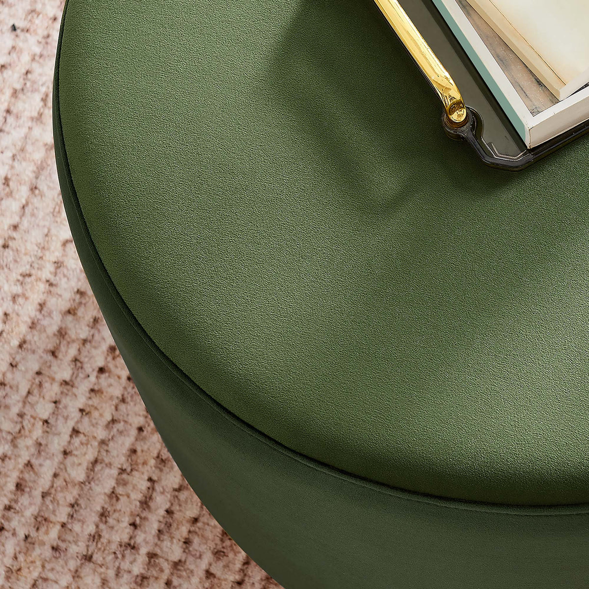 Tilden Large 23" Round Performance Velvet Upholstered Ottoman - view 16