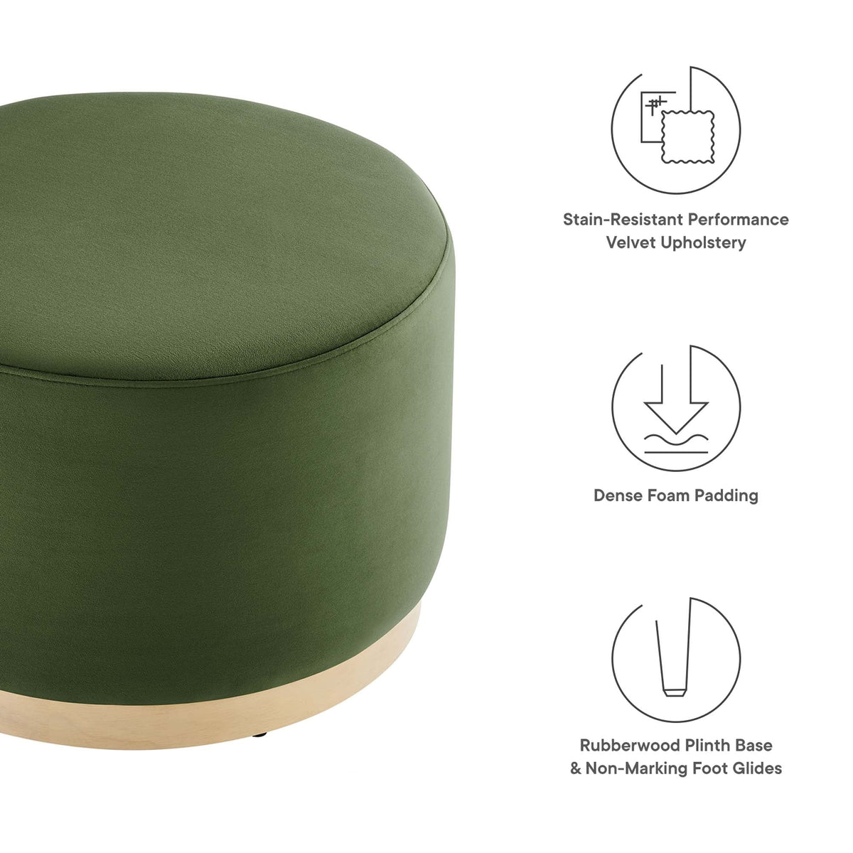 Tilden Large 23" Round Performance Velvet Upholstered Ottoman - view 21