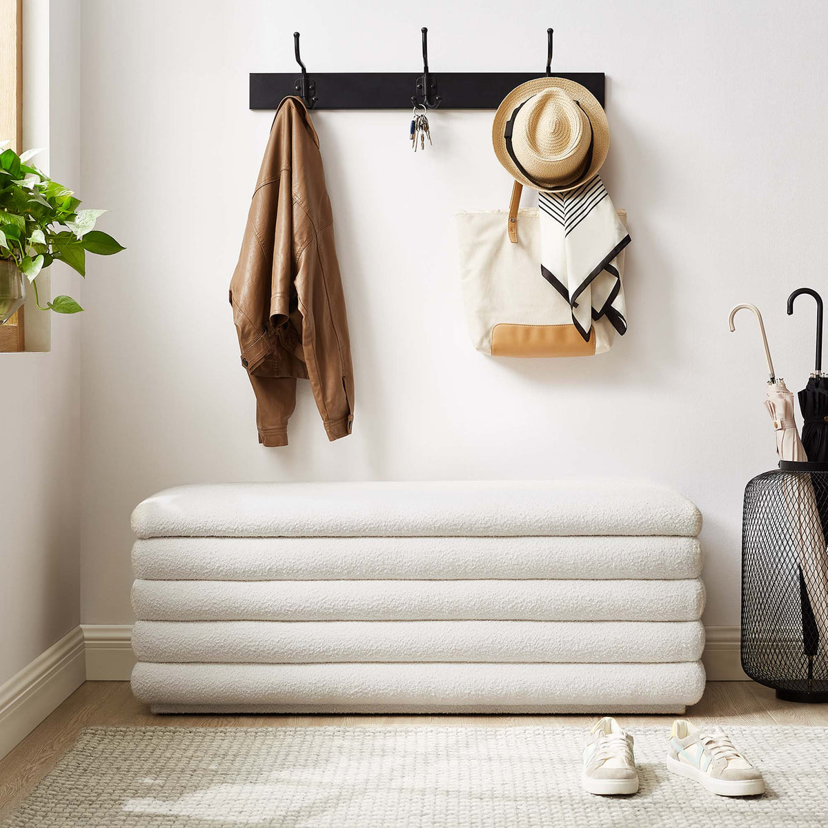 Mezzo Boucle Upholstered Storage Bench - view 10