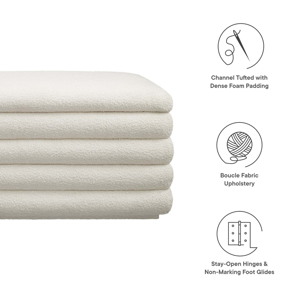 Mezzo Boucle Upholstered Storage Bench - view 7