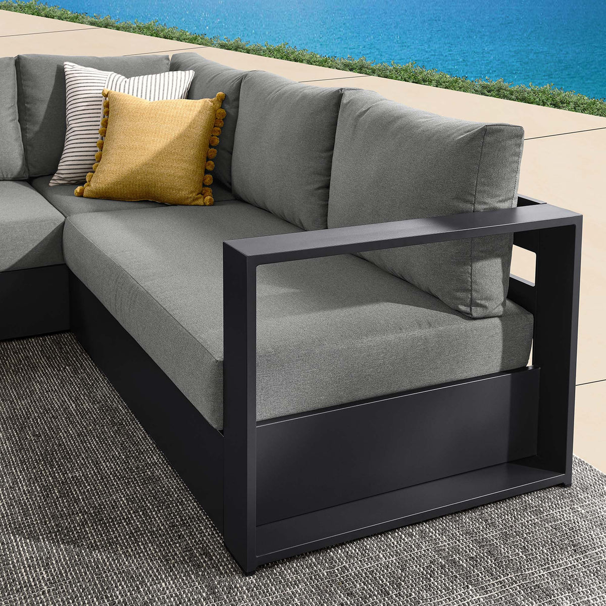 Tahoe 3-Piece Outdoor Patio Powder-Coated Aluminum Sectional Sofa Set - view 19