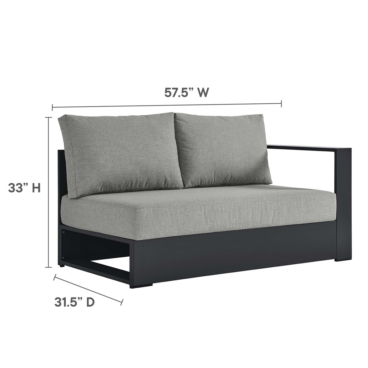 Tahoe 3-Piece Outdoor Patio Powder-Coated Aluminum Sectional Sofa Set - view 17