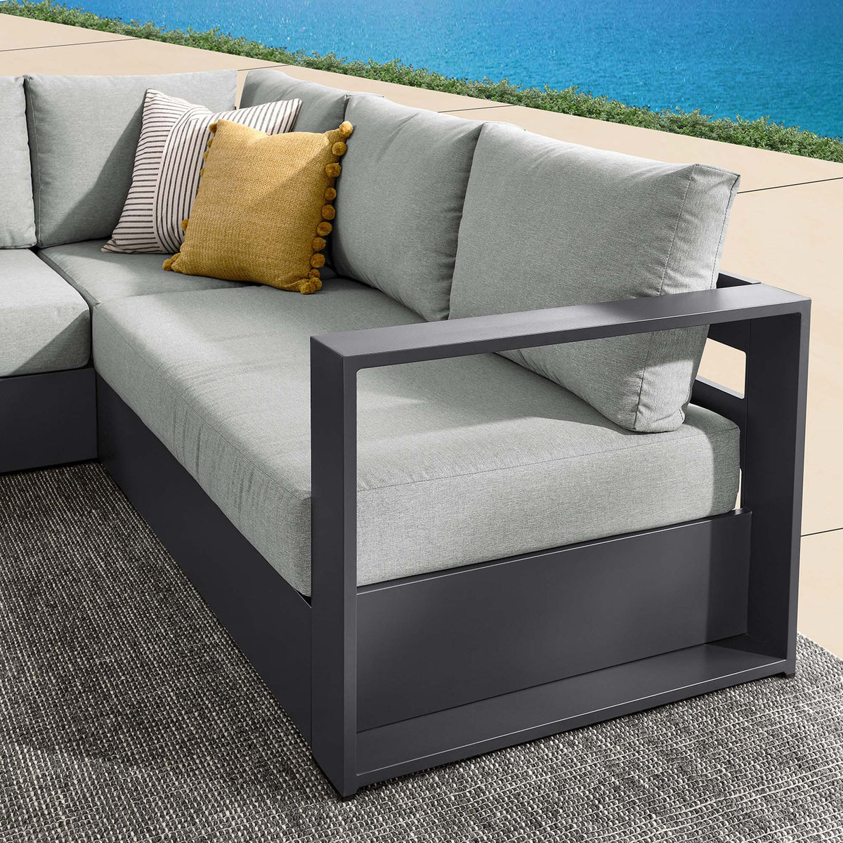 Tahoe 3-Piece Outdoor Patio Powder-Coated Aluminum Sectional Sofa Set - view 20