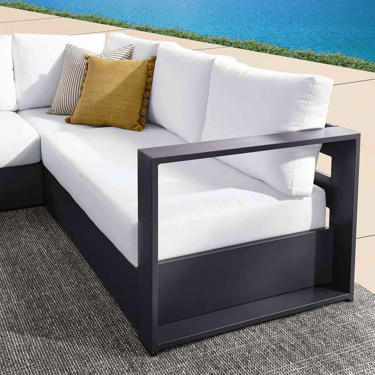 Tahoe 3-Piece Outdoor Patio Powder-Coated Aluminum Sectional Sofa Set - view 21