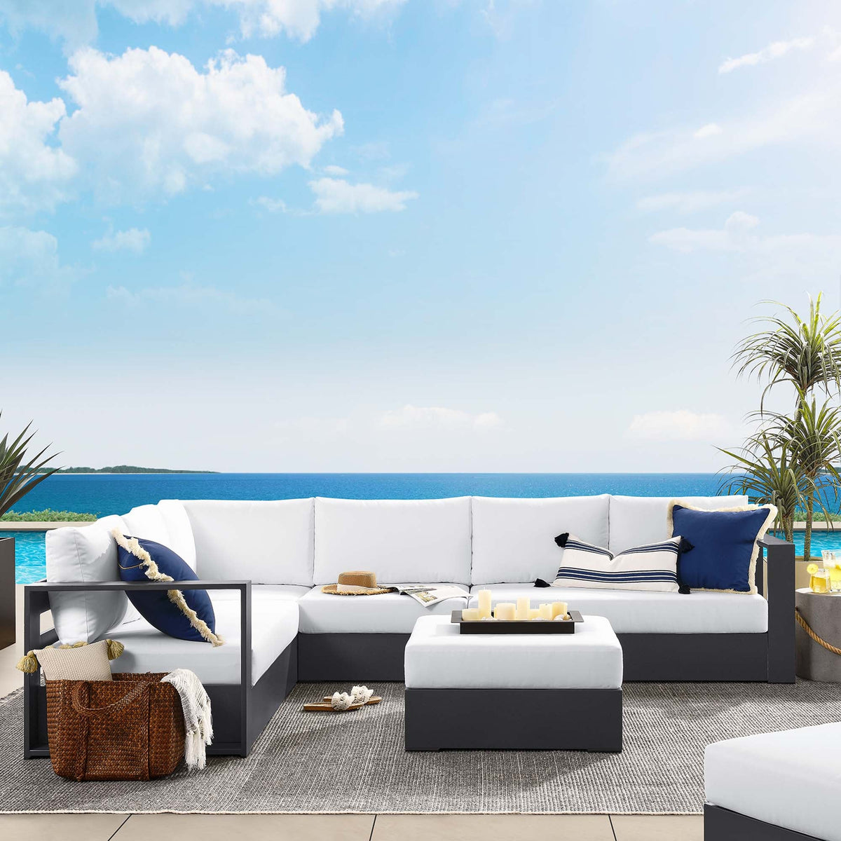 Tahoe 5-Piece Outdoor Patio Powder-Coated Aluminum Sectional Sofa Set - view 30