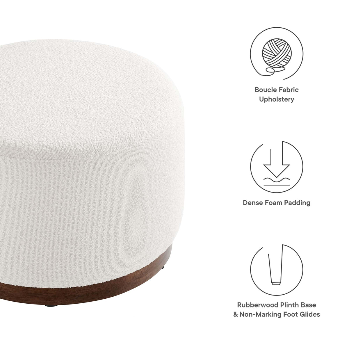 Tilden Large 23" Round Boucle Upholstered Ottoman
