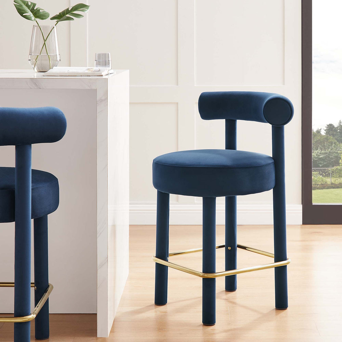 Toulouse Performance Velvet Counter Stool Set of 2 - view 10