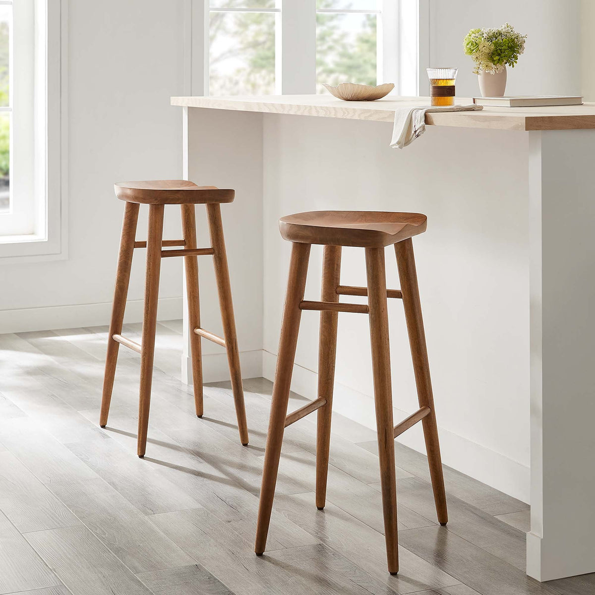 Saville Backless Wood Bar Stools - Set of 2 - view 28