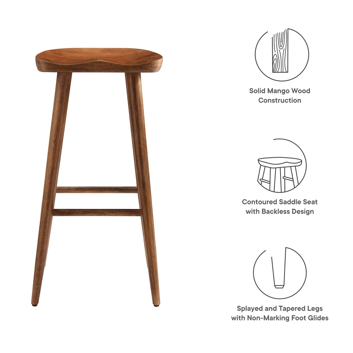 Saville Backless Wood Bar Stools - Set of 2 - view 19