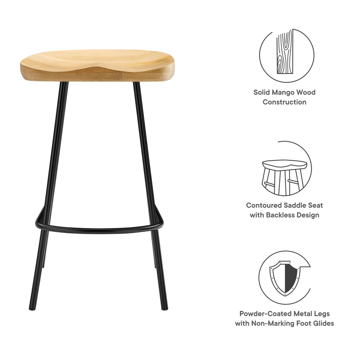 Concord Backless Wood Counter Stools - Set of 2 - view 19