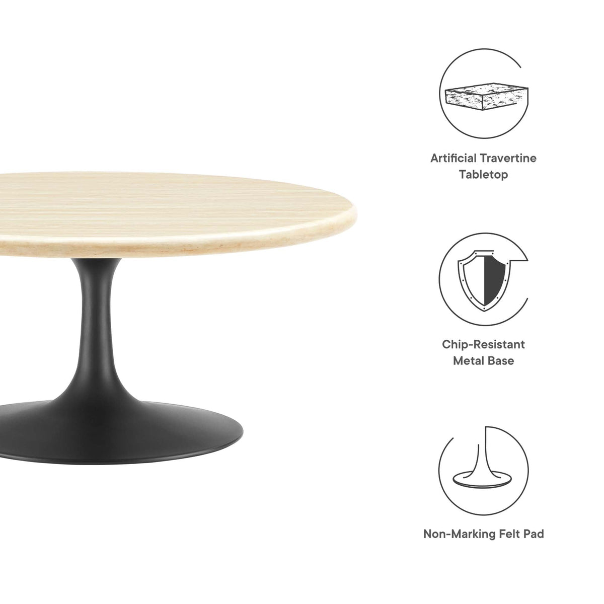 Lippa Round Artificial Travertine Coffee Table - view 11
