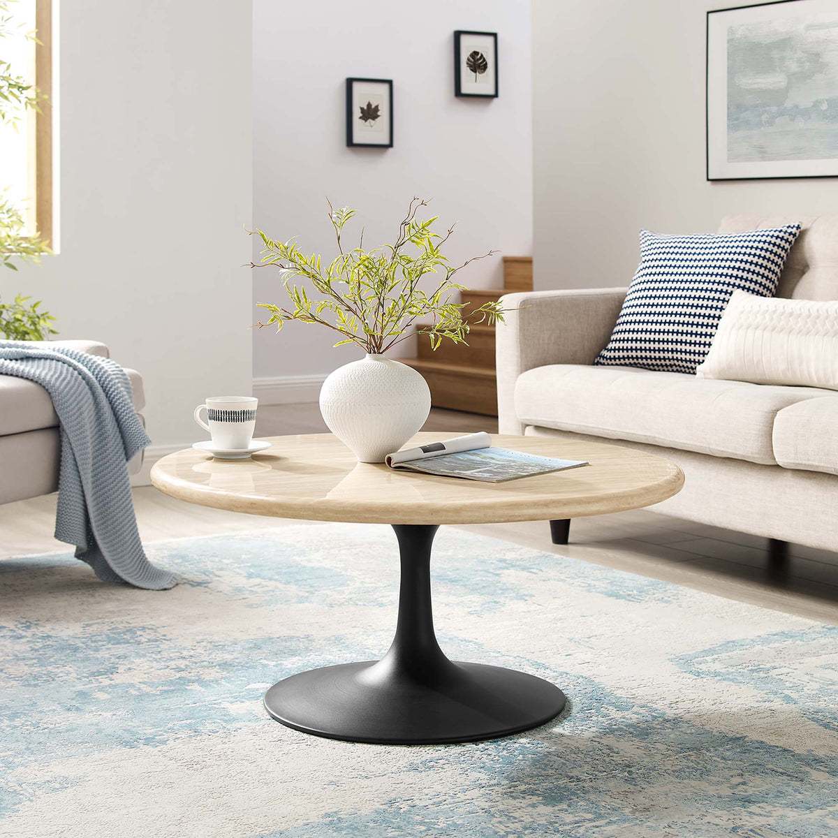 Lippa Round Artificial Travertine Coffee Table - view 23