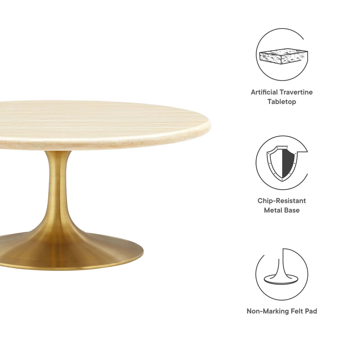 Lippa Round Artificial Travertine Coffee Table - view 12