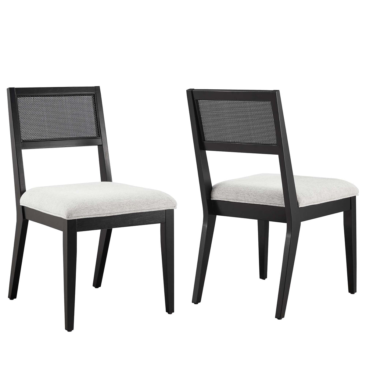 Nimba Rattan Fabric Dining Chairs Set of 2