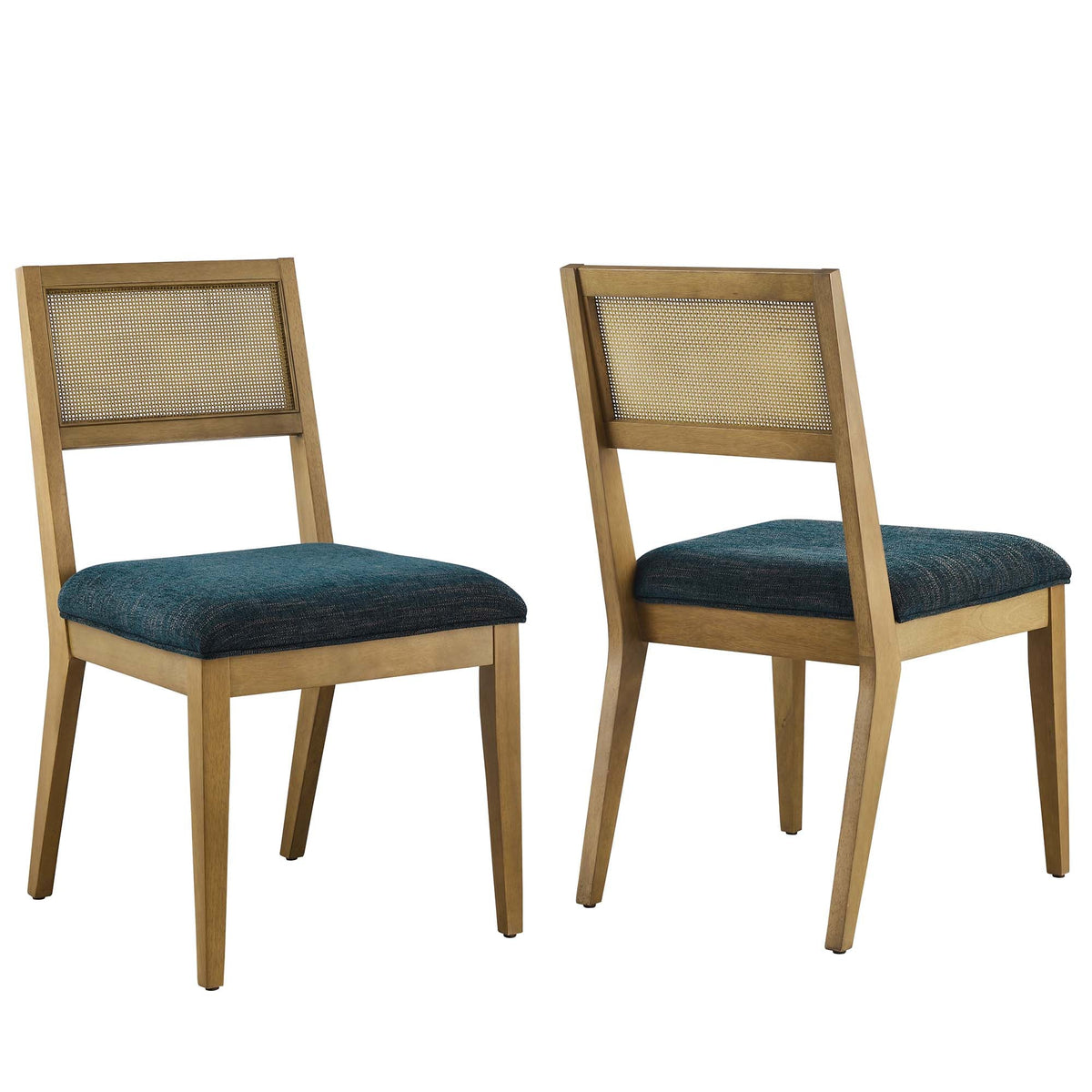 Nimba Rattan Fabric Dining Chairs Set of 2