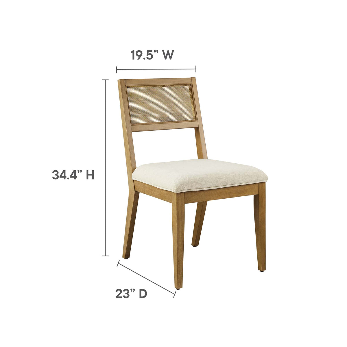 Nimba Rattan Fabric Dining Chairs Set of 2