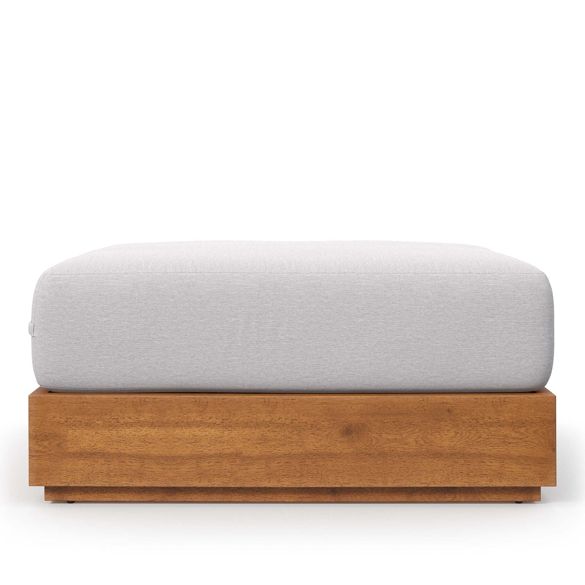 Tahoe Outdoor Patio Acacia Wood Ottoman, Natural Light Gray - view 2