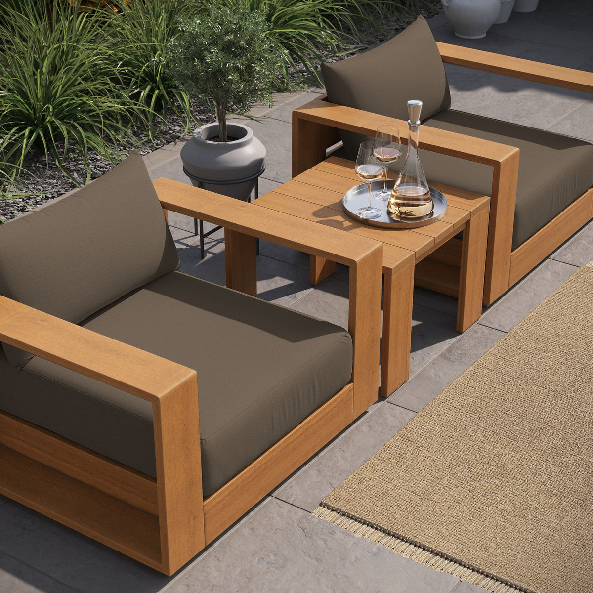 Tahoe 3-Piece Outdoor Patio Acacia Wood Furniture Set - view 9