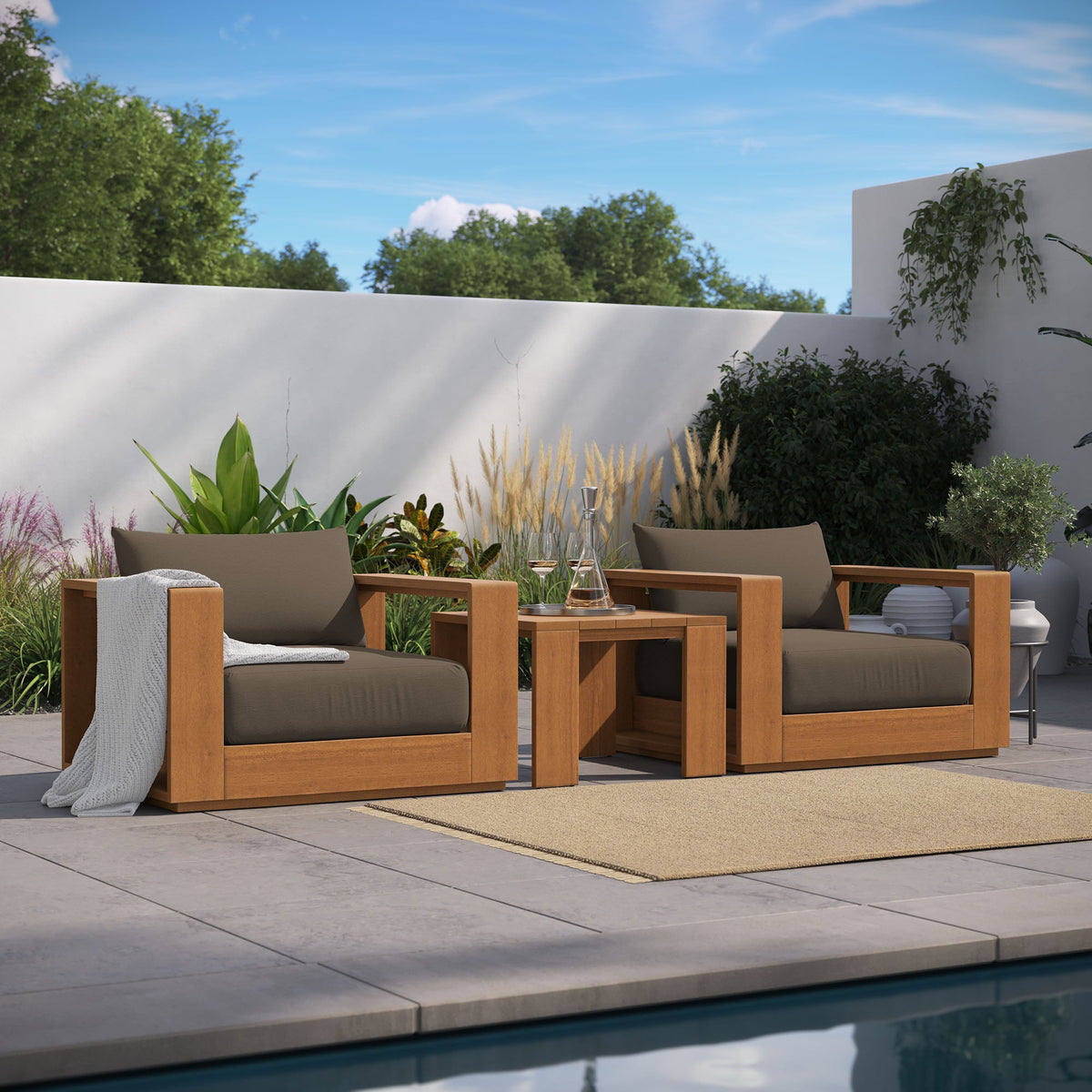 Tahoe 3-Piece Outdoor Patio Acacia Wood Furniture Set - view 11
