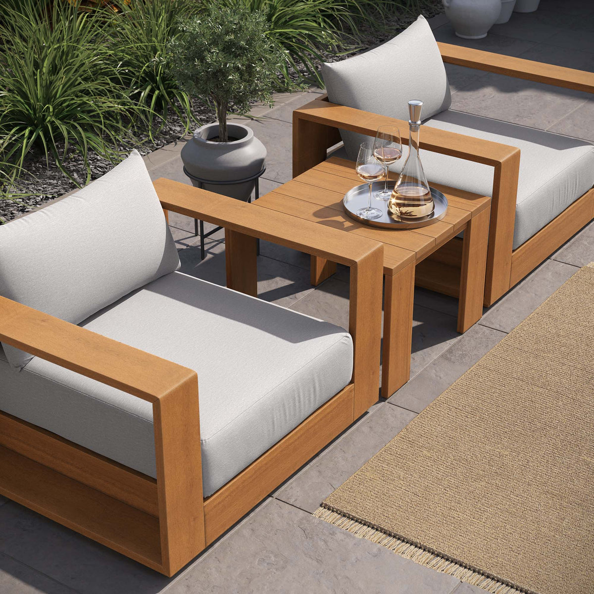 Tahoe 3-Piece Outdoor Patio Acacia Wood Furniture Set - view 4