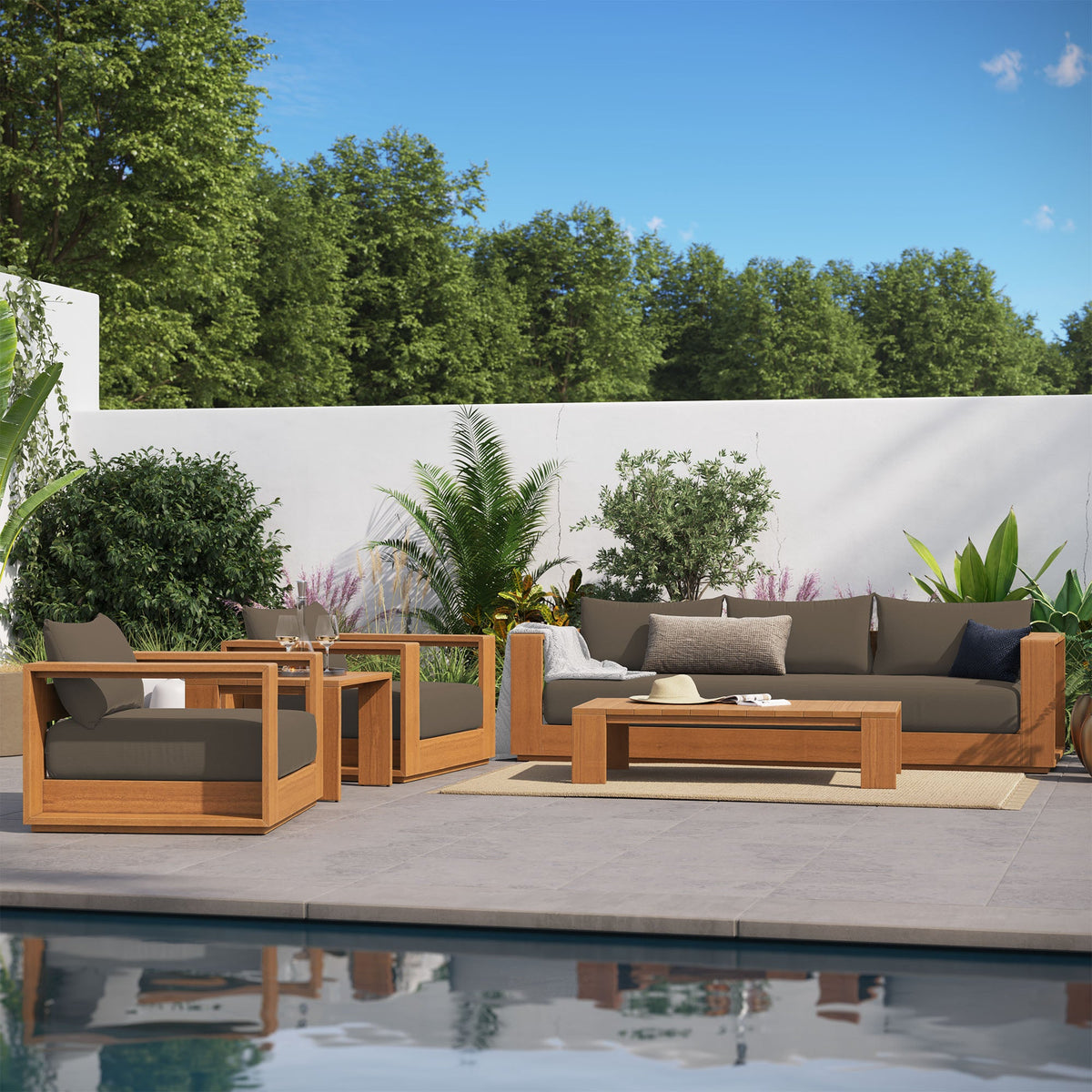 Tahoe 5-Piece Outdoor Patio Acacia Wood Furniture Set
