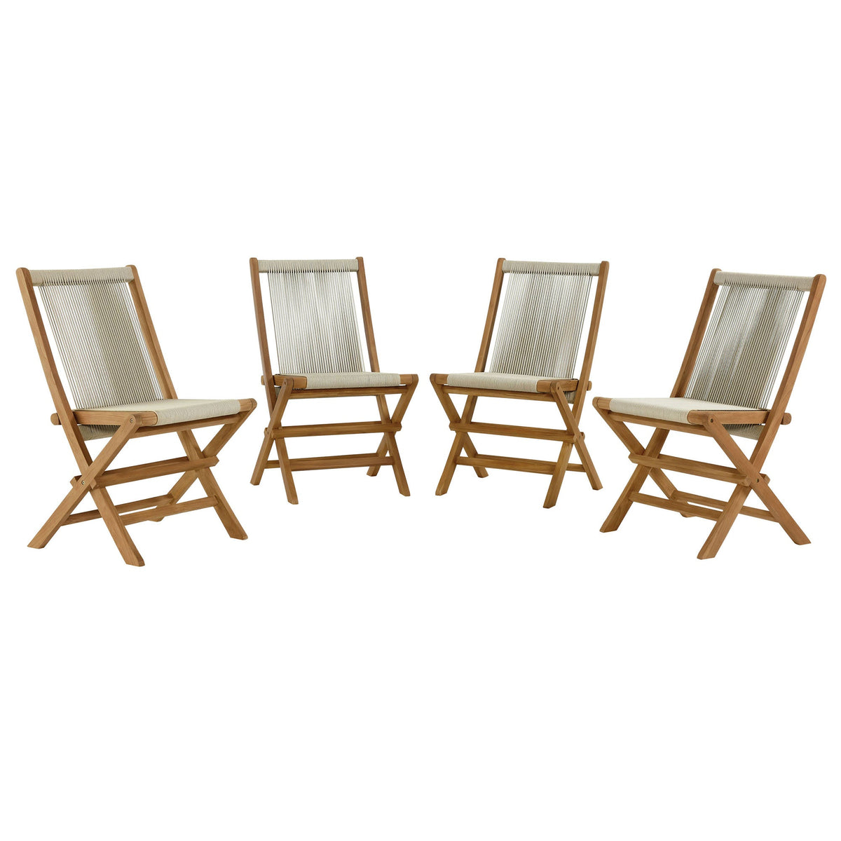 Vienna Outdoor Patio Teak and Rope Folding Chairs Set of 4