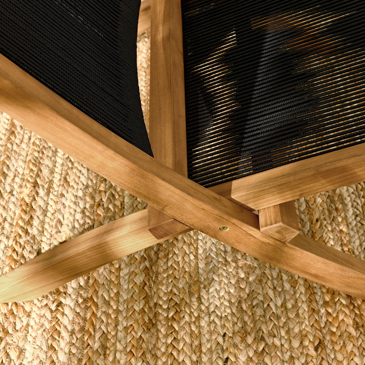 Vienna Outdoor Patio Teak and Rope Folding Accent Lounge Chair - view 14