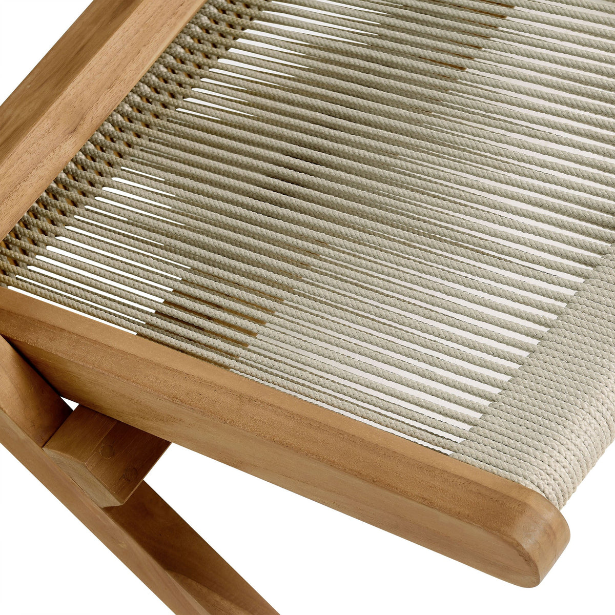 Vienna Outdoor Patio Teak and Rope Folding Accent Lounge Chair - view 11