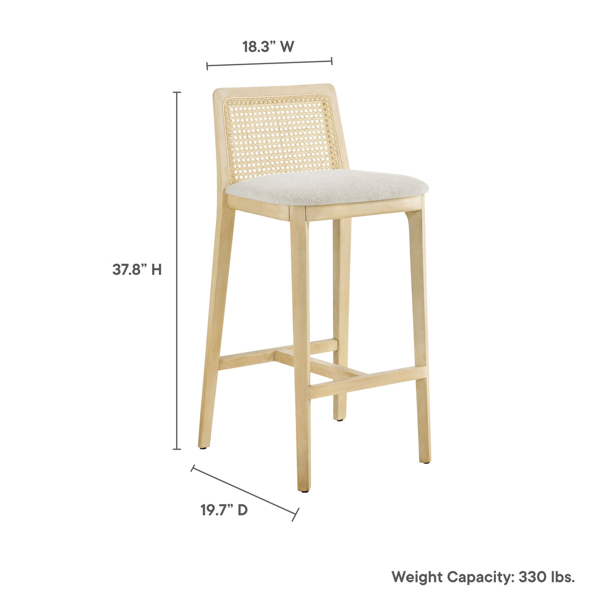 Monarch Wood and Rattan Bar Stool