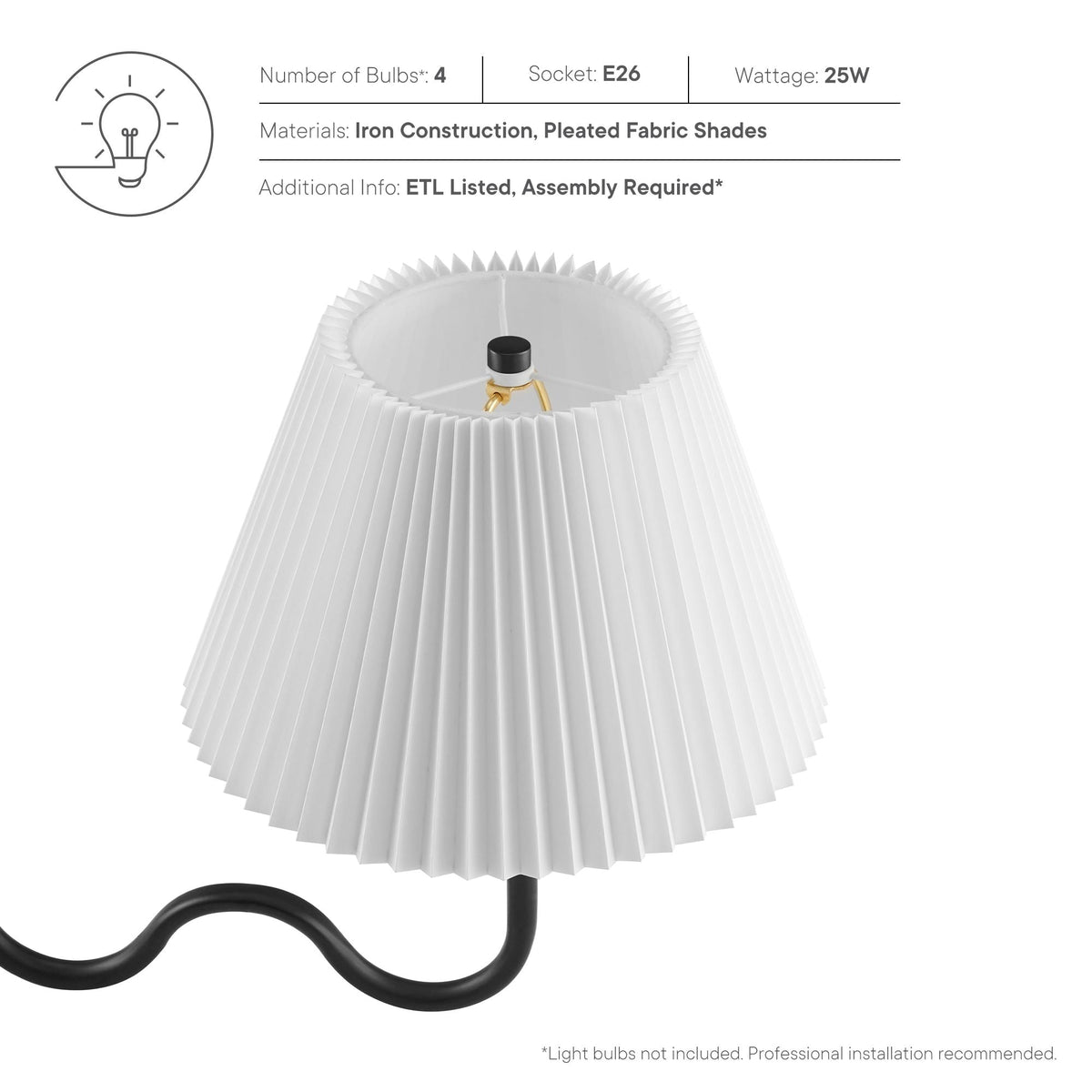 Wave Squiggle 4-Arm Pendant Light - view 17
