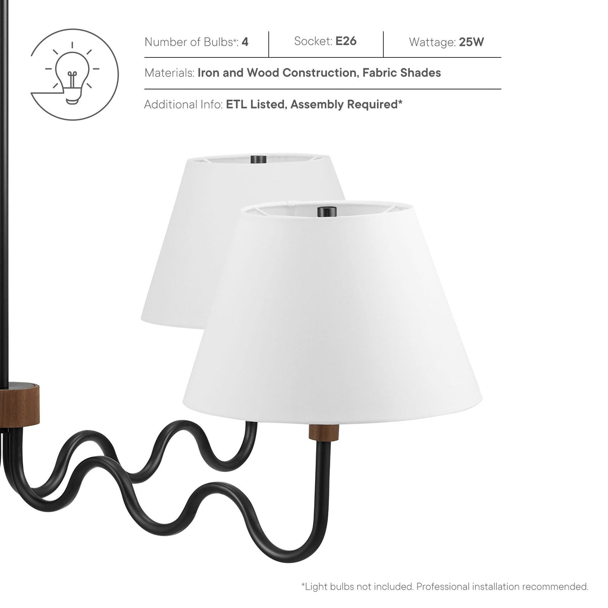 Sunlit Squiggle 4-Arm Pendant Light - view 16