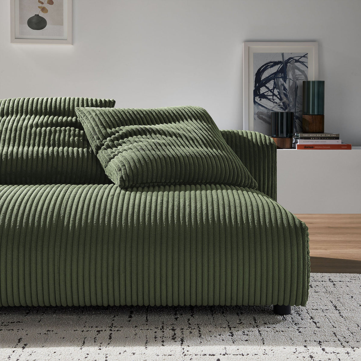 Solace Modular Corduroy Upholstered Armless Loveseat