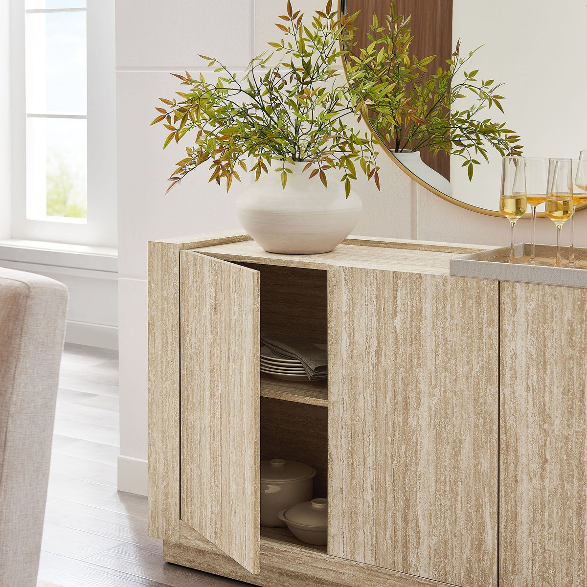 Hollis 59" Travertine Sideboard - view 7