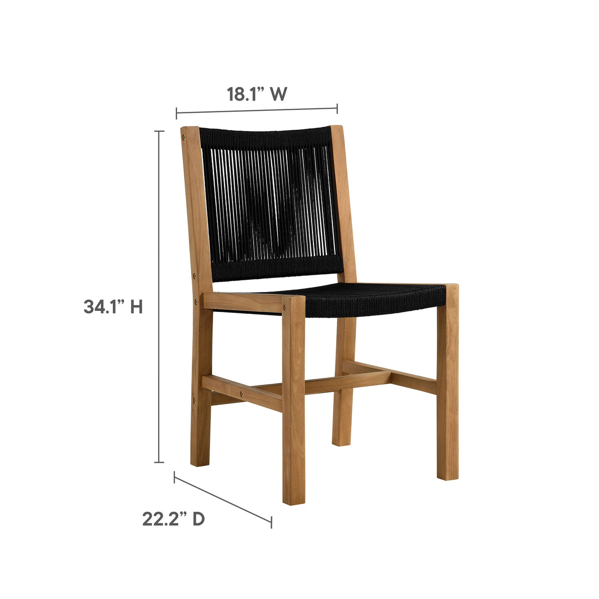 Vienna 3-Piece Outdoor Patio Teak and Rope Dining Set with Armless Chiars - view 10