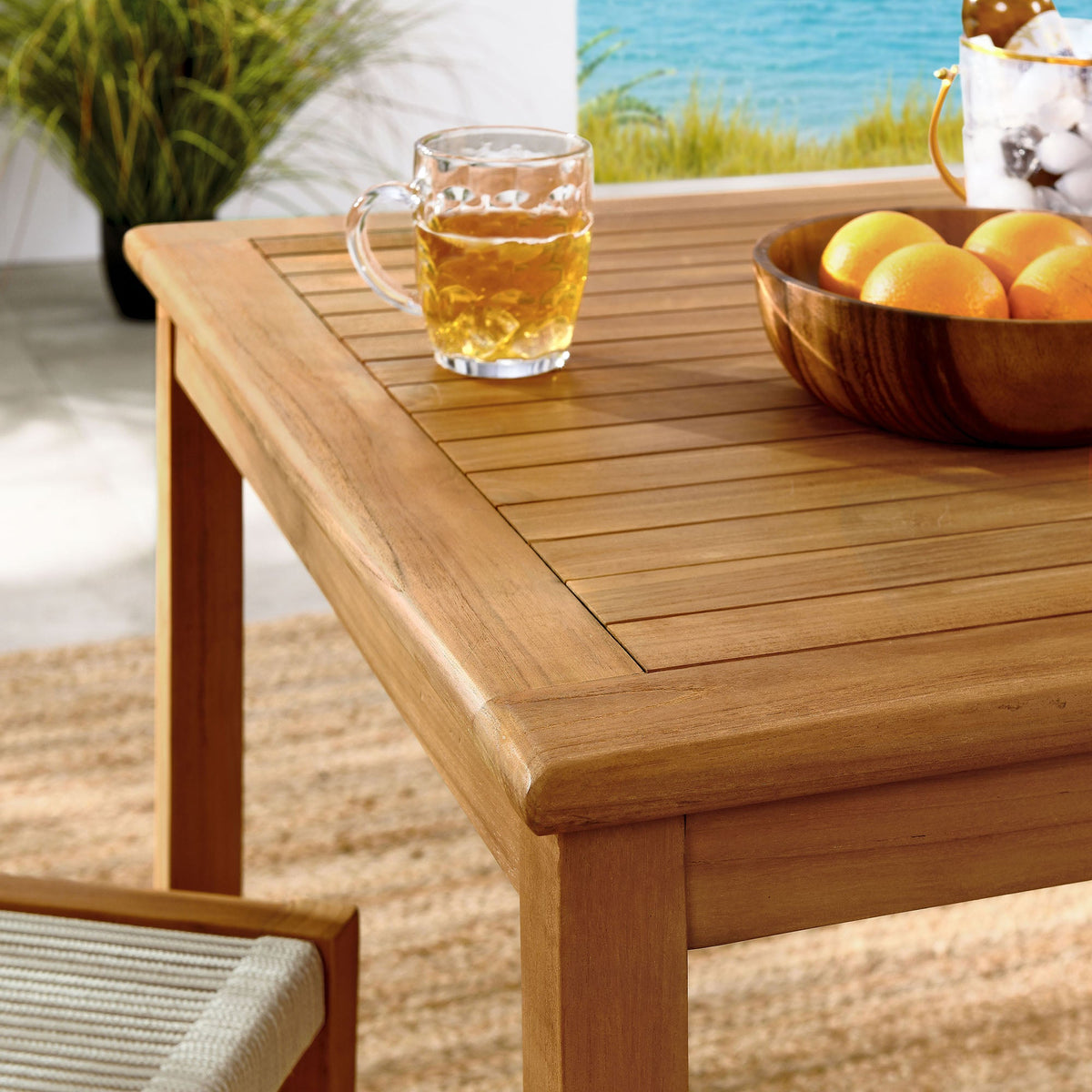 Vienna 3-Piece Outdoor Patio Teak and Rope Dining Set with Armless Chiars - view 3