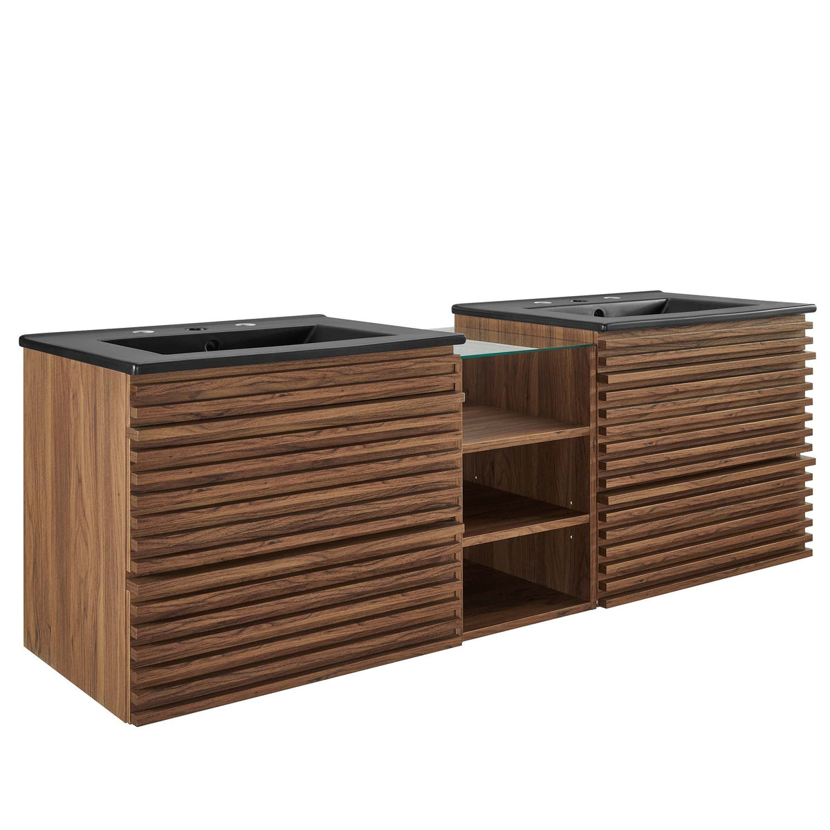 Render Wall-Mount Bathroom Vanity with Black Basin Included