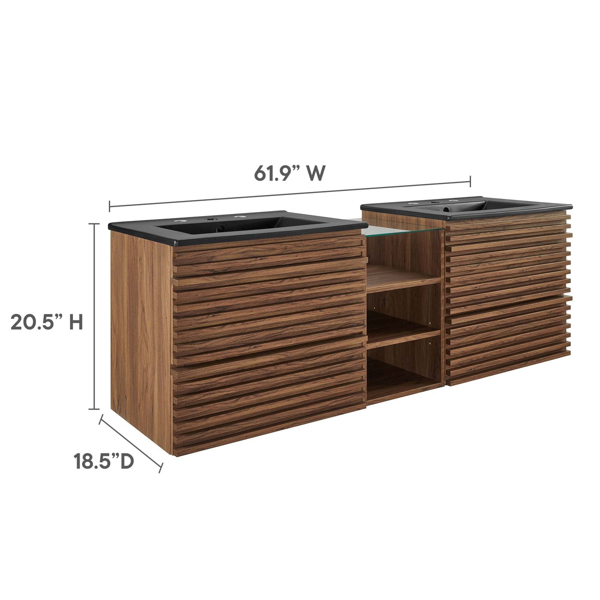Render Wall-Mount Bathroom Vanity with Black Basin Included