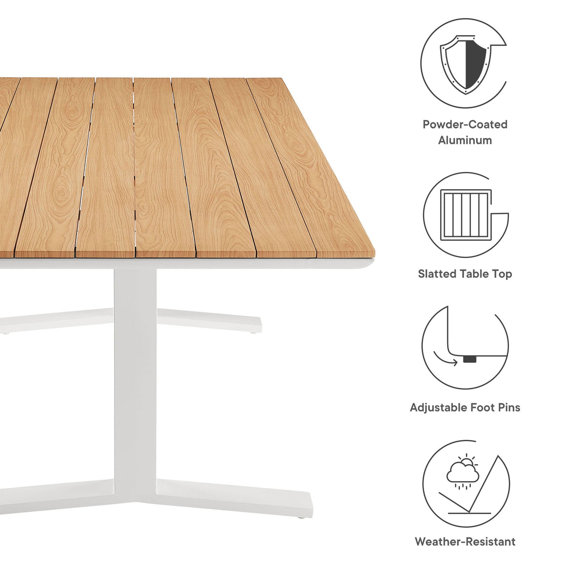 Gavelston 91" Outdoor Patio Aluminum Dining Table