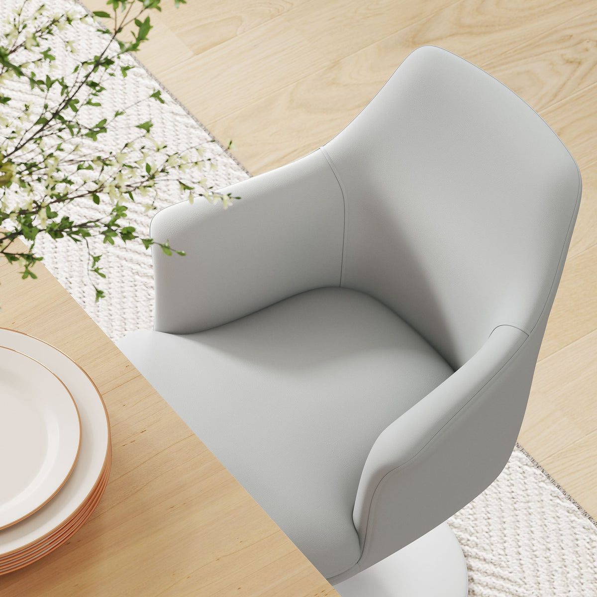 Lippa Swivel Dining Vegan Leather Armchair