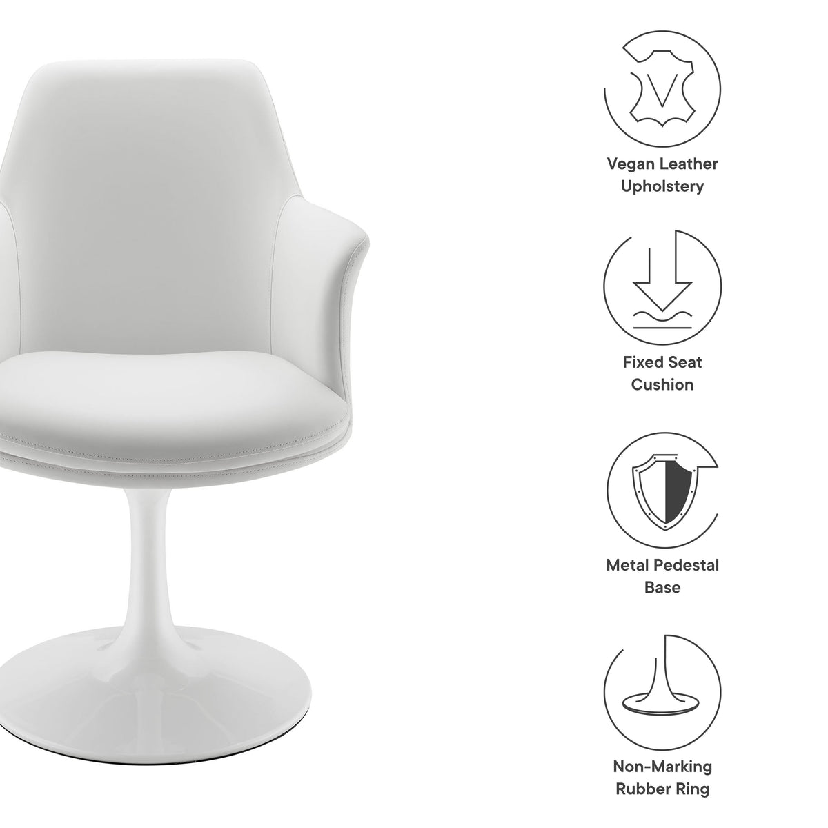 Lippa Swivel Dining Vegan Leather Armchair