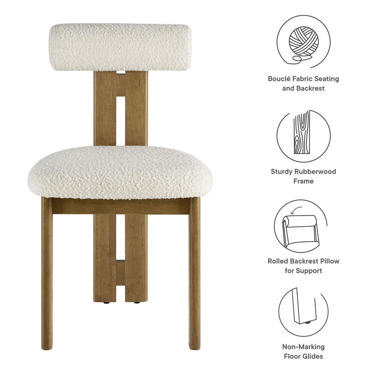 Torian Boucle Fabric Dining Chair Set of 2