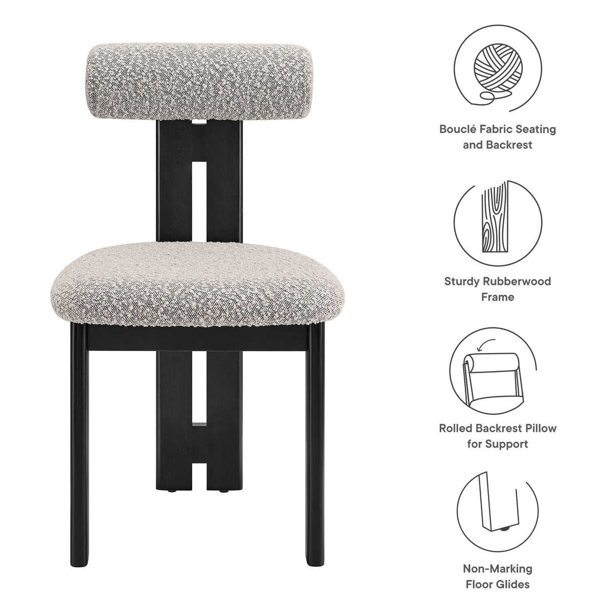 Torian Boucle Fabric Dining Chair Set of 2