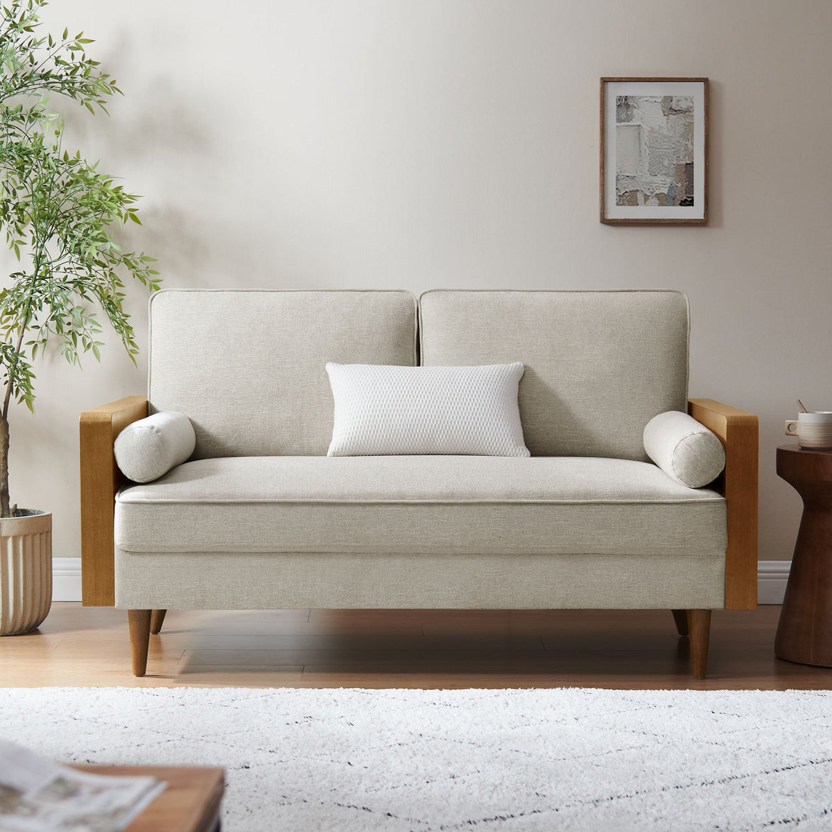 Kellan Heathered Weave Fabric Loveseat