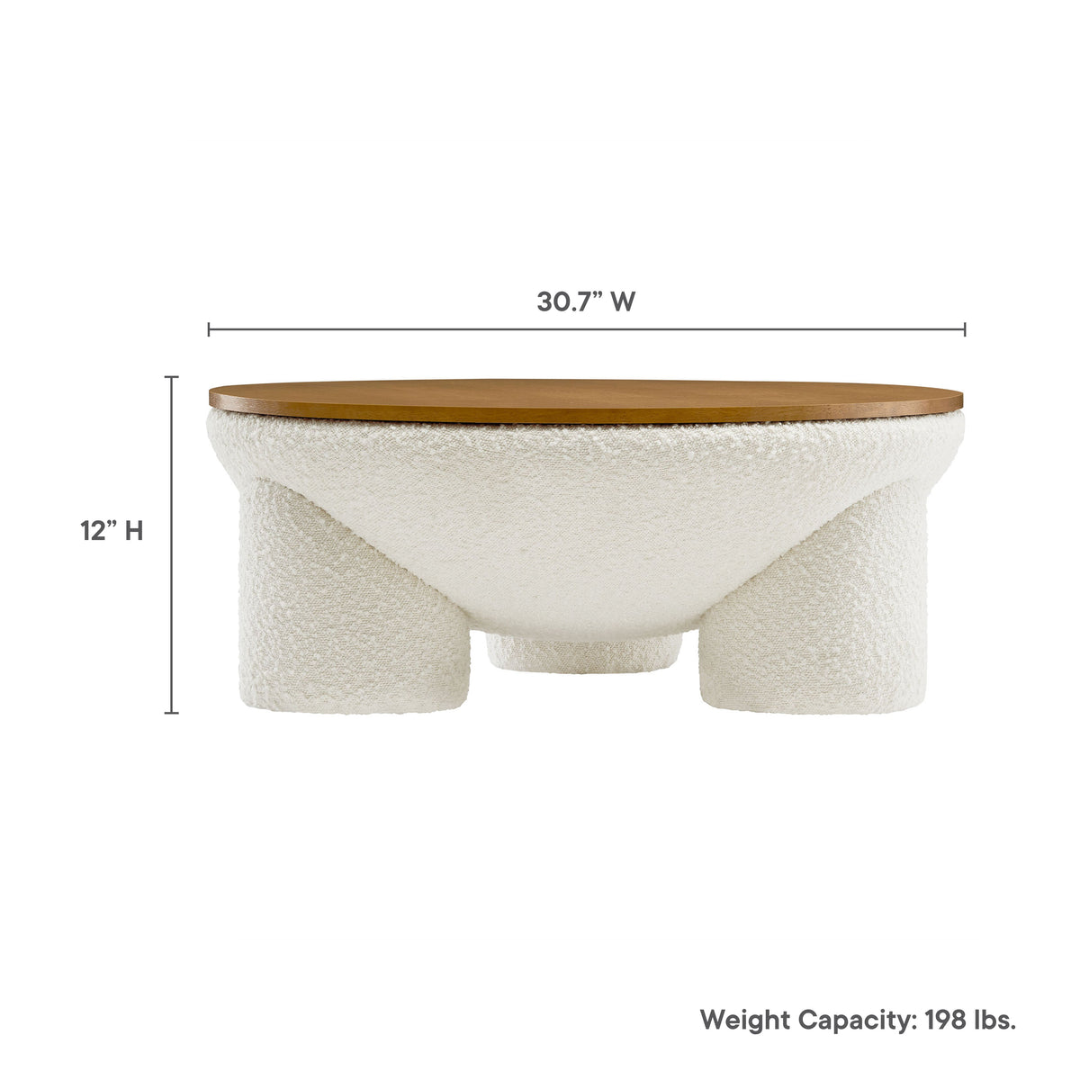 Tridome Round Boucle Upholstered Storage Coffee Table - view 11