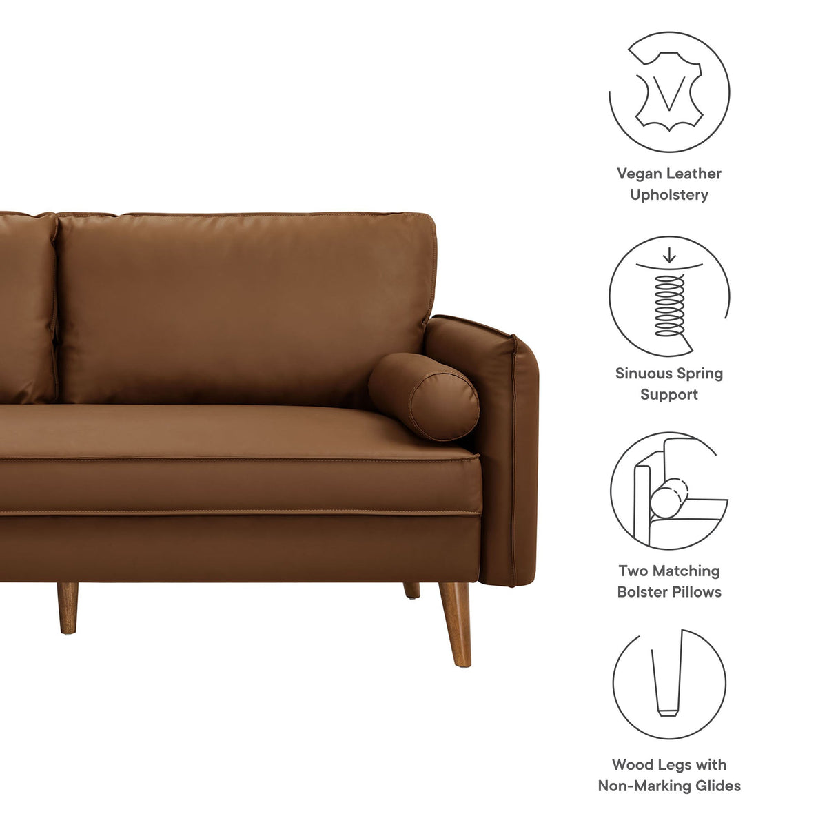 Revive Upholstered Vegan Leather Sofa - view 8