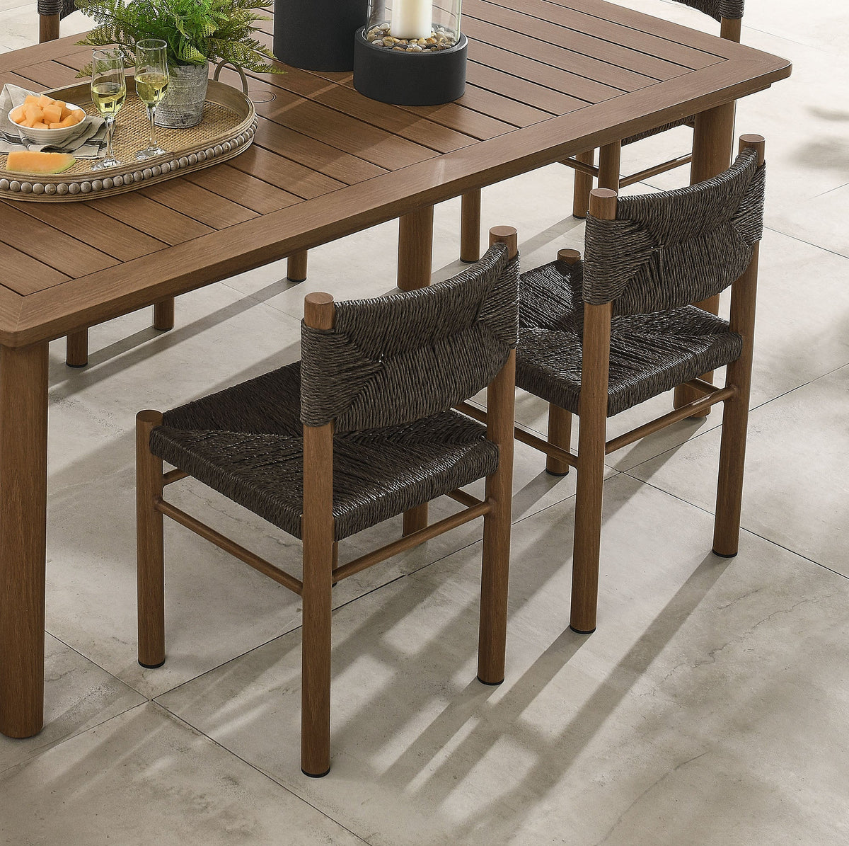 Parkland Outdoor Patio Rattan and Aluminum Dining Side Chairs Set of 2