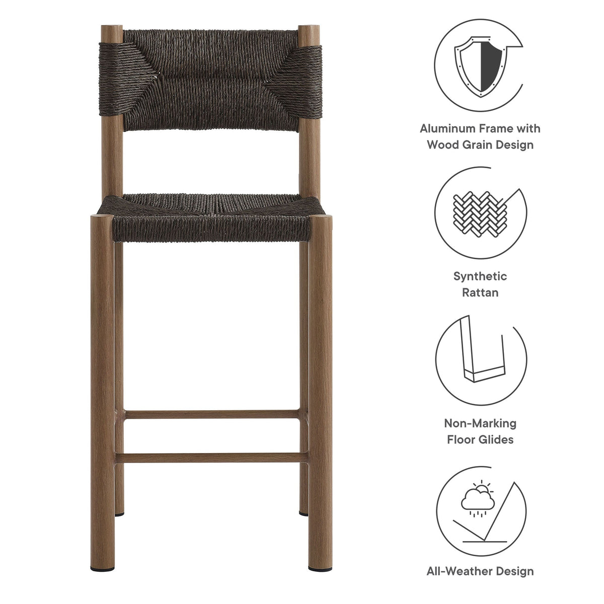 Parkland Outdoor Patio Rattan and Aluminum Counter Stools Set of 2